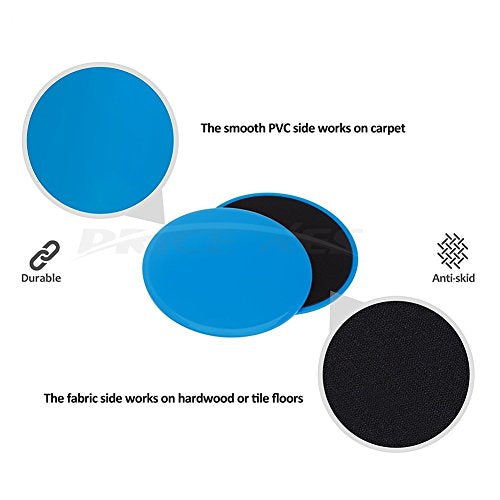 Core Exercise Sliders, Dual Sided Gliding Discs & Exercise Resistance Loop Bands & Pounch for Legs Butt Forearm Stretching Physical Therapy Use on Carpet or Hardwood Floors Home Ab Workout