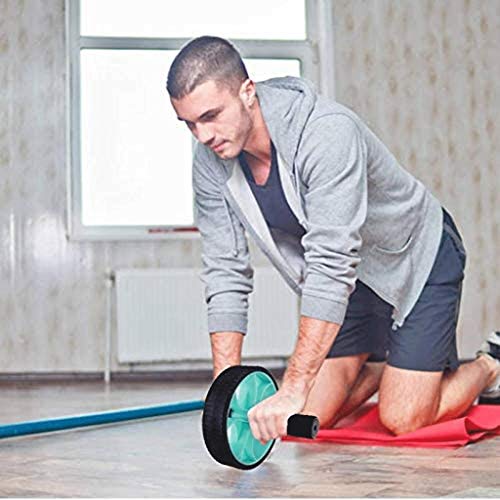 AB Wheel Roller with Knee Pad Push Up Bars Handles Grips Adjustable Skipping Jump Rope, Home Gym Workout Exercise Equipment - color: Black