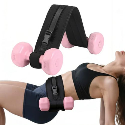 Hip Thrust Dumbbell Holder Belt: Wide Padded Support Belt for Barbell/Dumbbell/Kettlebell for Home Workouts, Adjustable Strap Non-Slip Safety Comfort Squats & Strength Exercises