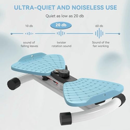 renZEC Waist Twister Machine, Adjustable Exercise Twist Board for Women Men, Noiseless Ab Twister for Home Gym Equipment, 330 lbs Capacity | Track Time, Reps, Calories with Digital Display - color: Blue