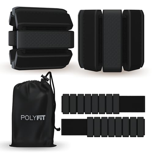 Polyfit Wrist & Ankle Weights - 1 Pair - Wearable Ankle Weights for Women and Men - Wearable Bracelet for Exercise, Yoga, Walking, Running, Dance, Barre, Pilates, Cardio, Aerobics - color: BLACK