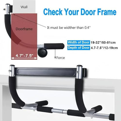 Doorway Pull Up Bar | Heavy-Duty Steel Multi-Function Fitness Chin Up Bar, Max Limit 330 lbs, Fits Standard Door Frames, No-Drill Design for Home Strength Training, Pull-ups and Push-ups