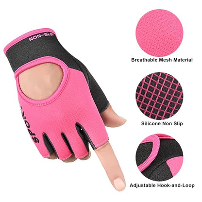 Men & Women Breathable Workout-Glove - UV Protection Fingerless Gym Gloves for Fitness Rowing Cycling