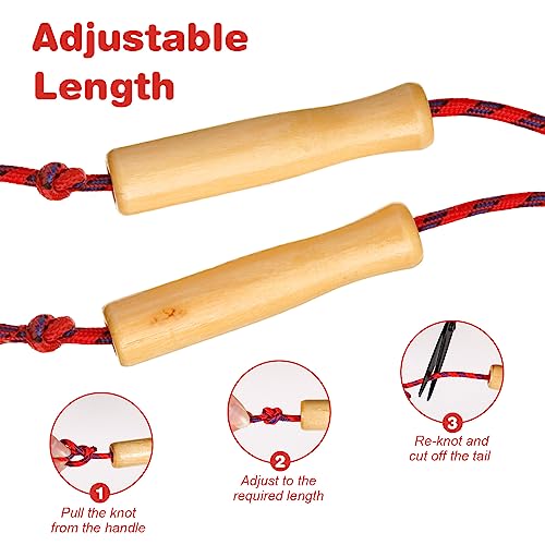 Shappy 24 Pcs Jump Rope Bulk 7.25 ft Adjustable Cotton Skipping Rope with Wooden Handle Braided Fitness Jumping Rope for Training Outdoor Exercise Fun Activity Party Favor