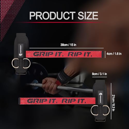 Double-Side Anti-Slip PERYOLYF Lifting Straps with D Ring - Adjustable Gym Straps for Deadlifts, Weightlifting & Cable Machine - Thick Wrist Support for Men & Women