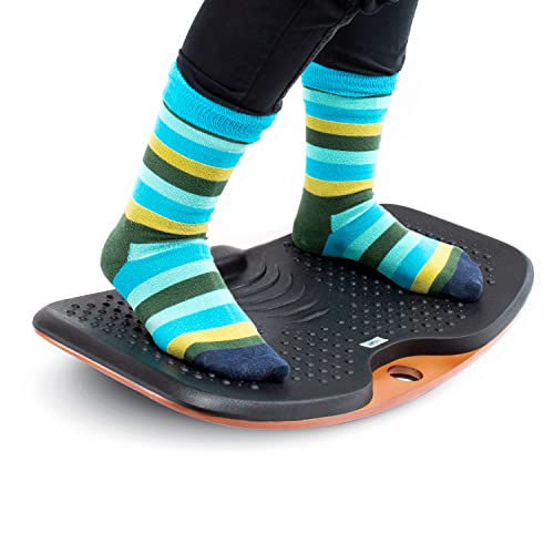 Seville Classics airLIFT Premium Anti Fatigue Wooden Balance Wobble Board Mat w/Massage Points, for Office Standing Desk, Home, Exercise, Therapy, Sports Training, Black, 25"W x 13"D - size: 25"