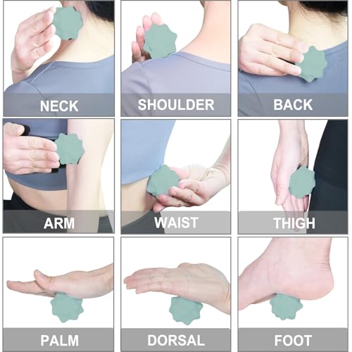 Small Spiky Massage Ball Trigger Point Massage Tool. Solid Bumpy Massager Balls for Deep Tissue Myofascial Release Hand Foot Plantar Fasciitis Pain Relief Knots Acupoint Yoga Fitness 2.2×2.1" (Green) - color: Green