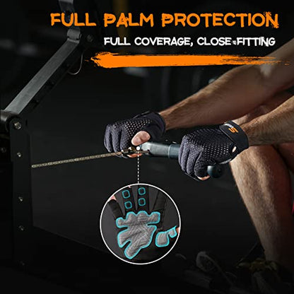 Workout Gloves - Men Women 2022, Weight Lifting Gym Gloves with Full Palm Protection, Excellent Grip, Ultra Breathable for Fitness, Training, Hanging - size: Large