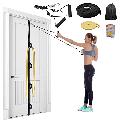 ATENTO Shoulder Rehab Pulley System with Foam Handles│Arm Pulley with Muti-Anchor Door Strap for Physical Therapy Exercises │Latex Resistance Bands for Assisting Rotator Cuff, AC Joint, Shoulder Pain