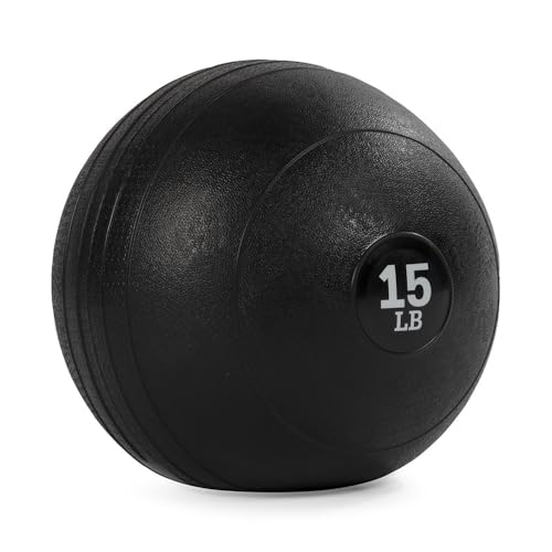 Titan Fitness Rubber Slam Ball, Dead Weight Ball Absorbs Impact, Minimal Bounce, Textured Surface for Strength and Conditioning, Cardio Workouts, Full Body Workout - style: 15 LB
