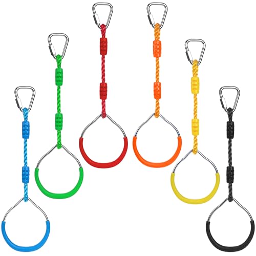 6Pack Gymnastics Rings for Kids,Colorful Ninja Climbing Rings for Backyard - color: 6pcs Color