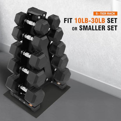 Fitvids Rubber Coated Hex Dumbbell Set with Storage Rack, 100/150/200/550 LB Hand Weight Set with Anti-Slip Grip for Home Gym - size: Dumbbell + A-Rack: 200LBS Set