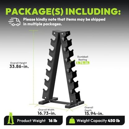 HANDBODE A-Frame Dumbbell Rack Heavy Duty Weight Stand for Dumbbells, Space-Saving Metal Storage Organizer, Sturdy Dumbbell Holder for Home Gym - style: 1 X 6-Tier A-Frame