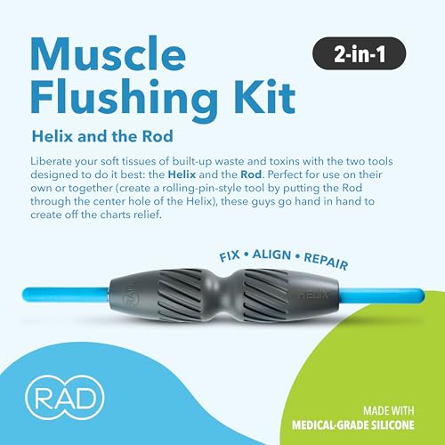 RAD 2-in-1 Muscle Flushing Kit – Includes Exercise Foam Roller & Massage Roller Stick – Deep Tissue Myofascial Release, Muscle Recovery Tools for Mobility & Performance