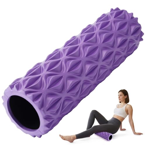 Foam Roller High Density Deep Tissue Massager for Muscle Massage Myofascial Trigger Point Release Improves Mobility Massage of The Back and Leg Muscles - 15" (Purple)