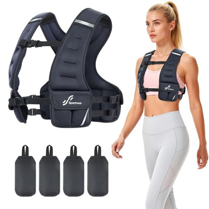 Sportneer Adjustable Weighted Vest Woman: 6-10lb/10-18lb Weighted Vests - color: Black, size: 10-18 lbs