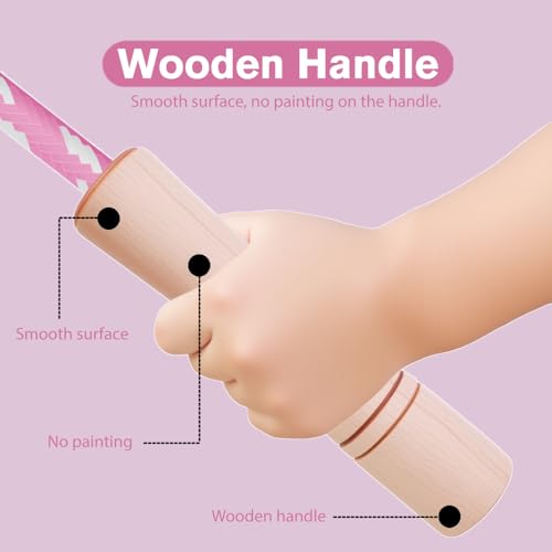Jump Rope for Kids - Wooden Handle - Adjustable Cotton Braided Fitness Skipping Rope for Toddler Fitness Workout Exercise Outdoor Activity