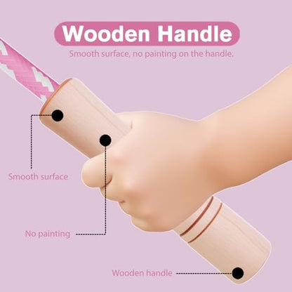 Jump Rope for Kids - Wooden Handle - Adjustable Cotton Braided Fitness Skipping Rope for Toddler Fitness Workout Exercise Outdoor Activity