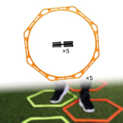 Set of 5 Agility Rings 19.69inch for Football Training and Outdoor Activities