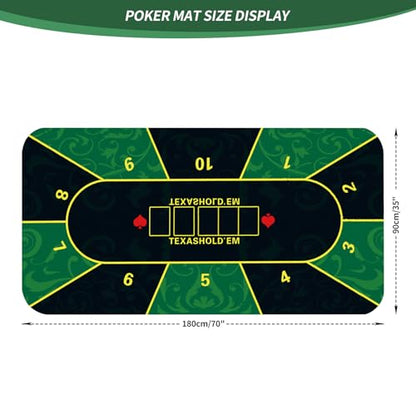 nuveti 70 x 35 Inch Texas Hold'em Poker Mat Portable Rubber Poker Table Top Water Waterproof, Noise Reduction Poker Table Top for Any Tabletop Game - color: 70 X 35 Inch -Lvhuawen6