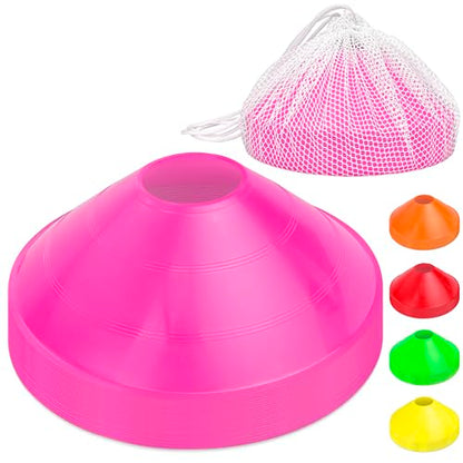 GoSports Premium Sports Cones for Agility Training and Drills - 20 Pack with Tote - Orange, Green, Pink, Yellow, or Red
