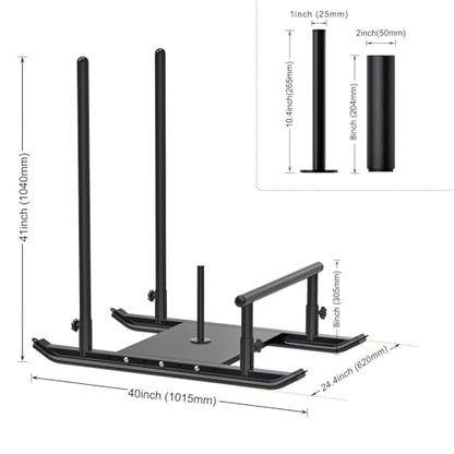 Kipika Weight Sled, Workout Sled, Fitness Strength Training Sled, Speed Training Sled for Athletic Exercise, Speed Improvement, Easily Through Obstacles, Suitable for 1" & 2" Weight Plate - color: G- Black