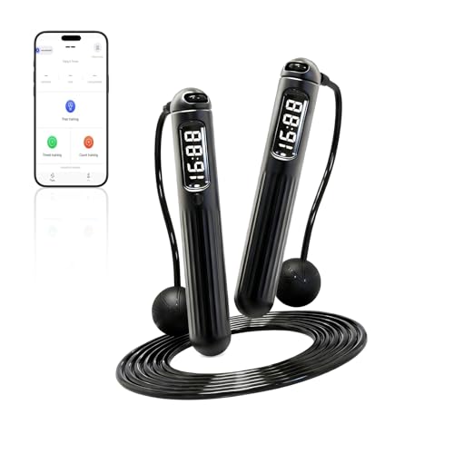Smart Jump Rope,Cordless Jump Rope with LCD Display Counter,APP Data Analysis,Cordless Ball Counterweight Skipping Rope,Suitable for Women, Men, all Age Groups Adjustable Skipping Rope