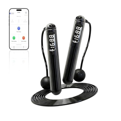 Smart Jump Rope,Cordless Jump Rope with LCD Display Counter,APP Data Analysis,Cordless Ball Counterweight Skipping Rope,Suitable for Women, Men, all Age Groups Adjustable Skipping Rope