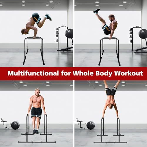 Dip Stand Station Heavy Duty Dip bar Adjustable Height/Width Fitness Workout for Tricep Dips, Pull-Ups, Push-Ups