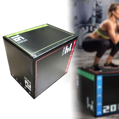 Jumping Exercise Box, 30x35x40cm (11.8x13.8x15.7 in) Strength Training Box for Gym Workout, Multifunctional PVC Plyo Box for Home Fitness