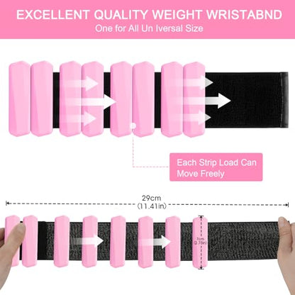 Wrist Weights Set of 2, Wearable Arm & Leg Weights for Women & Men, Adjustable Wrist Ankle Weights for Walking, Yoga, Swimming, Gym, 2lb - color: Pink1