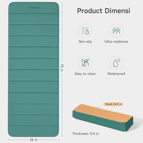 12-Fold POE Yoga Mat 75x26x0.4 Inches – Non-Slip, Compact & Workout-Friendly for Yoga, Pilates, Strength Training & Meditation - color: Green+Orange
