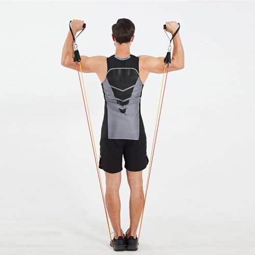 Workout Resistance Bands 150lb Exercise Stretching Men Women Pilates Training Band with Handle 5 Strength Level for Physical Therapy, Yoga, Pilates, Door Anchor, Storage Pouch