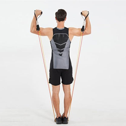 Workout Resistance Bands 150lb Exercise Stretching Men Women Pilates Training Band with Handle 5 Strength Level for Physical Therapy, Yoga, Pilates, Door Anchor, Storage Pouch