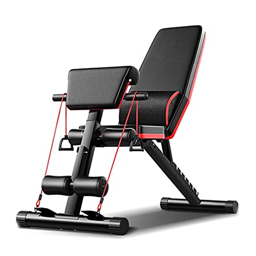 Adjustable Weight Bench, Foldable Exercise Workout Bench Press for Full Body Strength Training, 353lbs Stable Weight Folding Workout Bench with Resistance Band Set for Home Gym