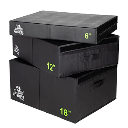 Champion Sports Foam Plyometric Box Set with 6", 12", and 18" Included - Durable Jump Boxes for Training with Handles, Hook and Loop Flaps - Stackable Cross Traning Plyo Box, Jumps for Gym