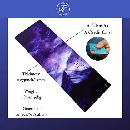 June & Juniper Travel Yoga Mat Foldable Lightweight - Thin Light Non-Slip Travel Yoga Mat Eco - color: dream last night