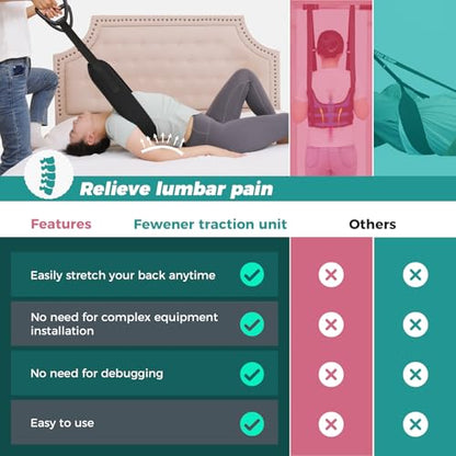 Fanwer Spinal Decompression Devices Lumbar Traction Low Back Stretcher Spine Decompression Belt for Lumbar Spine Pain Relief, Back Stretching Belt for Herniated Discs, Spondylosis and More