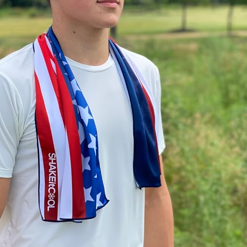 Extended Size Cooling Towel – Be Cool in Style - Heat Relief, Soft, Lightweight, Sun Protection, Easy Clean - Perfect for Biking, Hiking, Running, Yoga, Golf, Gardening - Wavy Flag M - color: Wavy Flag