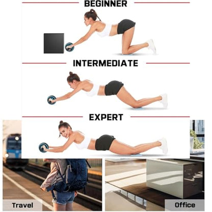 Ab Roller Wheel and Knee Mat, Abs Workout Equipment for Abdominal & Core Strength Training, Home Gym Fitness Exercise Wheels for Women Men, Abdominal Wheel