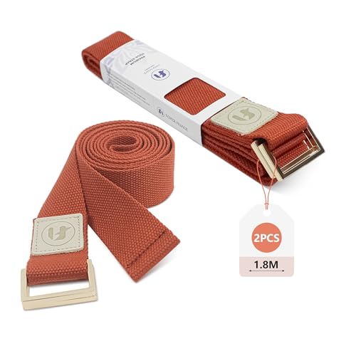 Yoga Straps 1.8M or 2.5M, Durable Cotton Yoga Straps for Stretching, Adjustable Yoga Belt Strap for Yoga, Dance, Gym Workouts - color: Orange, size: 1.8M 2PCS
