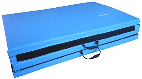 BalanceFrom 10x4 Feet 4-Panel Folding Gymnastics Mat – 2-Inch Thick Pad with Vinyl Surface and Carrying Handles for Tumbling, Yoga, Pilates, Home Workouts, and Martial Arts - color: Blue