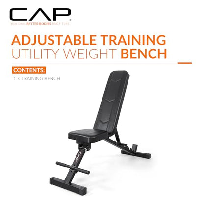 CAP Barbell Adjustable Training Utility Weight Bench | Foldable Multi-Position Incline/Flat Bench with 6 Backrest Settings, Thick Padding & 600 LB Capacity | Home Gym Workout Bench