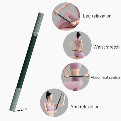 Yoga Stick, Fitness Tool for Stretching, Titanium Steel Pilates Equipment Body Relaxation Ergonomic Training Device for Sports Outdoors Home Workout Gym Exercise Running, 353g