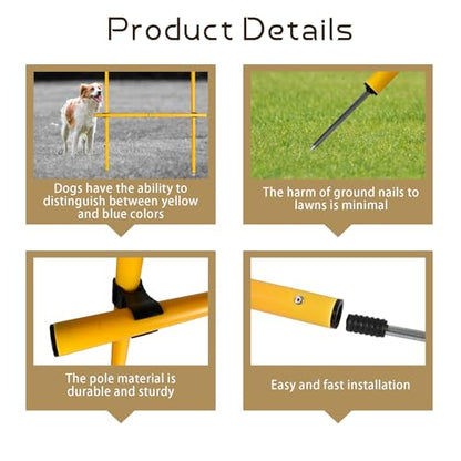 TNZMART 2.6 FT Dog Agility Obstacle Course Backyard Set with Wave Poles, Adjustable Hurdles and Jump Ring, Training Exercise Equipment for Dogs (Pack of 6 Yellow)