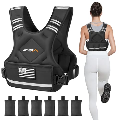 Adjustable Weighted Vest, 4-10lb/12-18lb/20-32lb Vest with 6 Ironsand Weights and Large Pocket, Weight Vest for Men Women Strength Training, Running, Walking - color: Black, size: 4-10lbs
