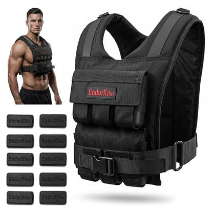Weighted Vest for Men & Women | Adjustable Weight Vest 25 lbs/35 lbs/45 lbs with Removable Iron Weights, 1000D Cordura Weighted Training Vest for Rucking, Running & Strength Training