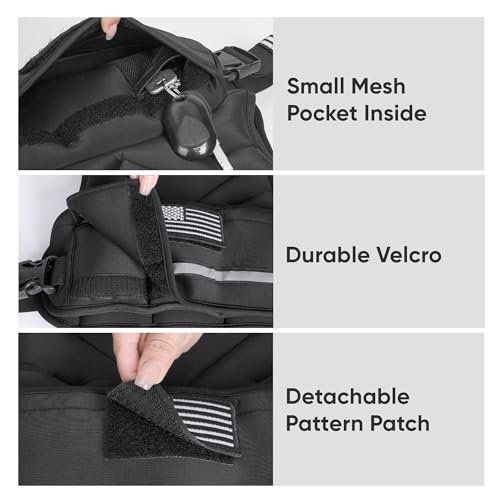 Adjustable Weighted Vest, 4-10lb/12-18lb/20-32lb Vest with 6 Ironsand Weights and Large Pocket, Weight Vest for Men Women Strength Training, Running, Walking - color: Black, size: 20-32lbs