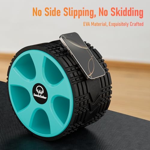 Back Roller, Back Wheel Targeted Back Pain Relief, Yoga Wheel Muscle Massage, Foam Roller for Trigger Point Therapy Physical, Stretching & Exercise, 880lbs Capacity, 10 Inch (Black+Acid Blue)