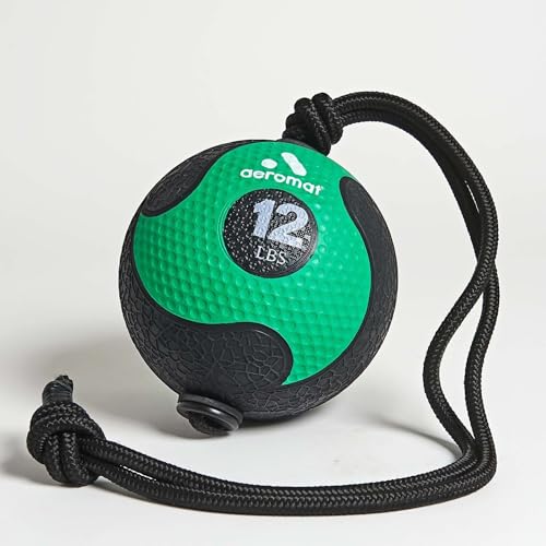 Aeromat Elite Power Rope Medicine Ball for Core Strength/Rotational Movements Training - style: 5.44 kg (Green)